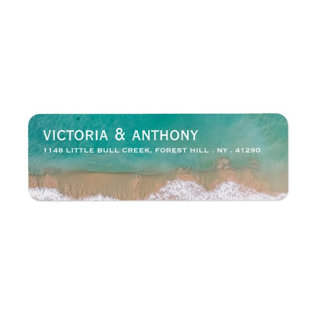 Ocean Wave, Beach Wedding Label (Front)