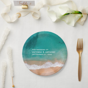 Ocean Wave, Beach Wedding Paper Plates