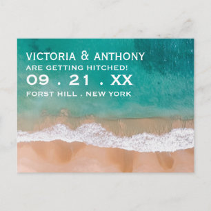 Ocean Wave, Beach Wedding Save The Date Announcement Postcard