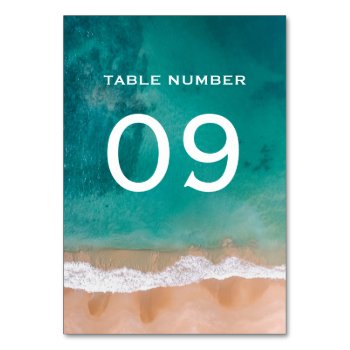 Ocean Wave  Beach Wedding Table Number by StampedyStamp at Zazzle