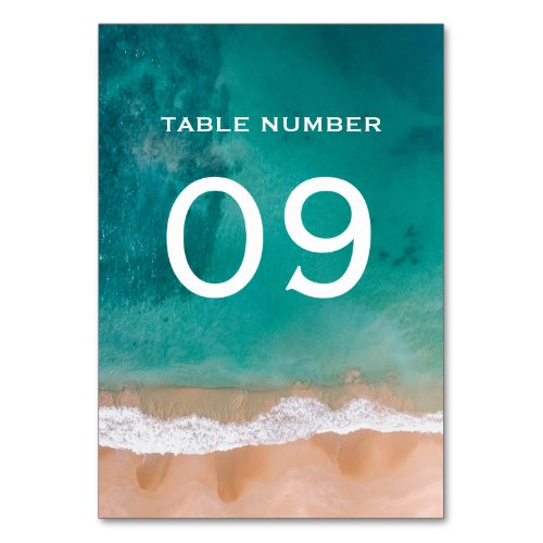 Ocean Wave Beach Wedding Table Number