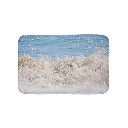 Ocean Wave Break at Shore Art Bath Mat Rug