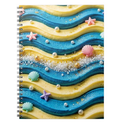 Ocean Wave Cake Coastal Beach Notebook