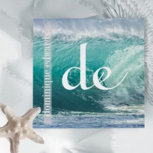 Ocean Wave Coastal QR Spa Square Business Card