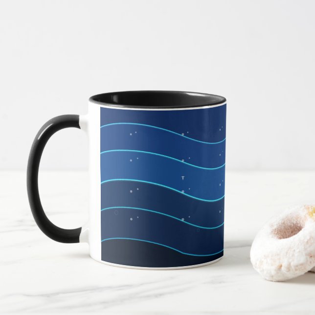 Ocean Wave Coffee Mug | Deep Blue Sea Waves (With Donut)