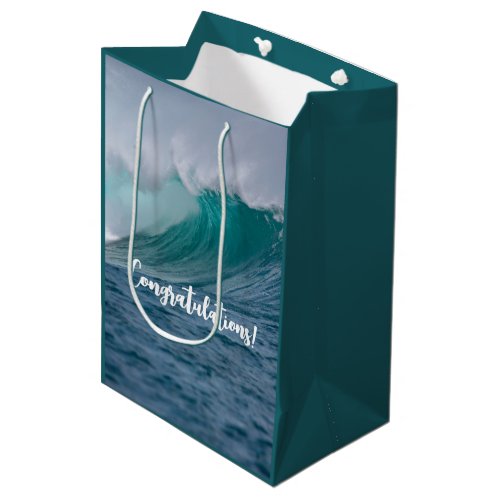 Ocean Wave Custom Text Paper Gift Bag