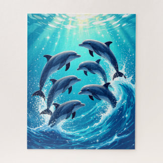Ocean Wave Dolphins Jigsaw Puzzle
