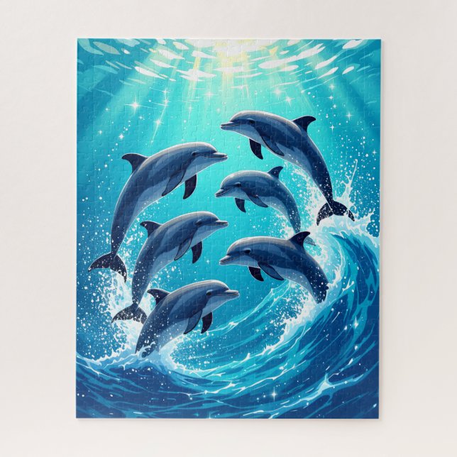 Ocean Wave Dolphins Jigsaw Puzzle (Vertical)