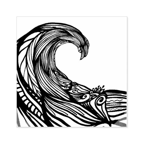 Ocean wave drawing rubber stamp