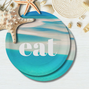 Ocean Wave Eat Beach Party Decor Paper Plates