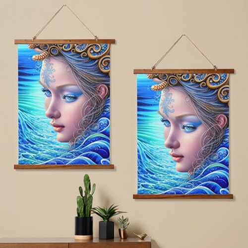 Ocean Wave Fantasy Goddess Art Hanging Tapestry