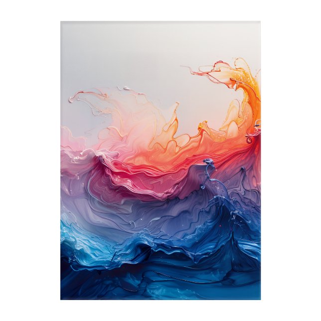 Ocean Wave Fluid Art Sunset Glow Abstract (Front)