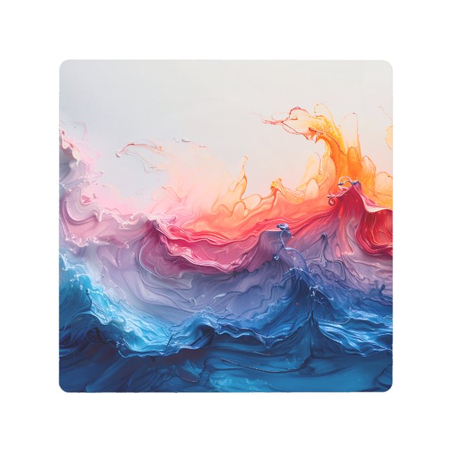 Ocean Wave Fluid Art Sunset Glow Abstract (Front)