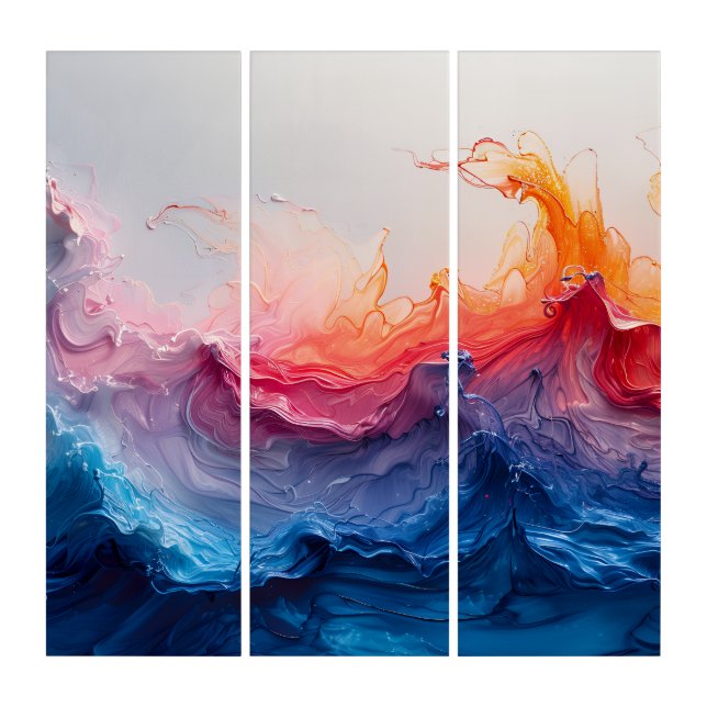 Ocean Wave Fluid Art Sunset Glow Abstract (Front)