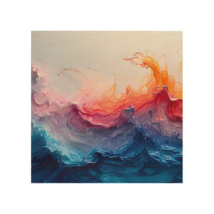 Ocean Wave Fluid Art Sunset Glow Abstract