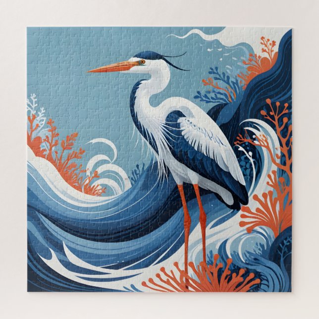 ocean wave heron puzzle (Vertical)