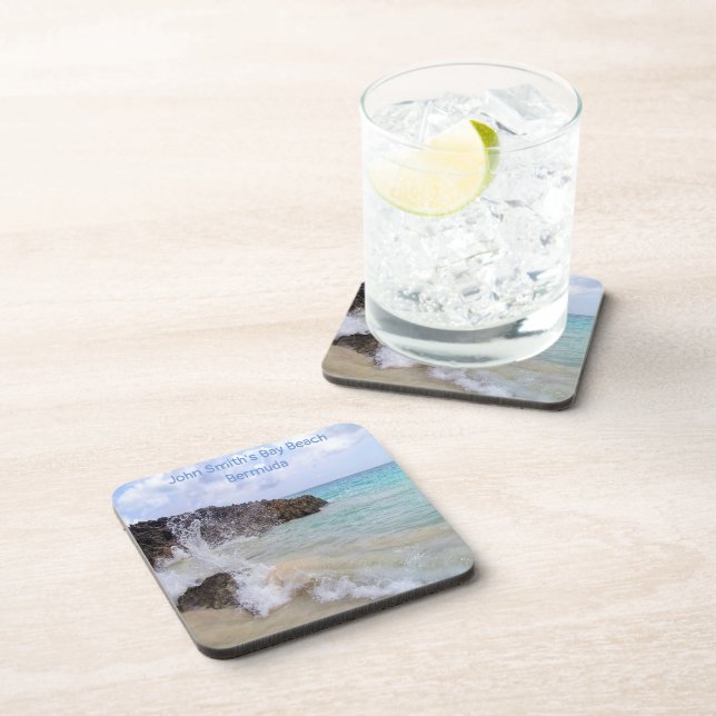 Ocean Wave John Smith’s Bay Beach Bermuda Beverage Coaster (Right Side)