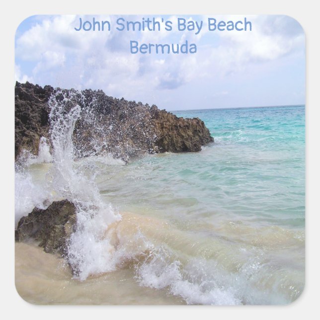 Ocean Wave John Smith’s Bay Beach Bermuda Square Sticker (Front)