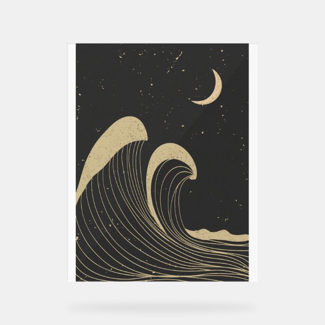 Ocean wave landscape acrylic sign (Front)