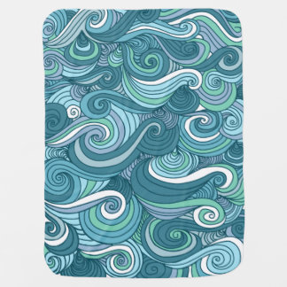 Ocean Wave Line Drawing Stroller Blanket