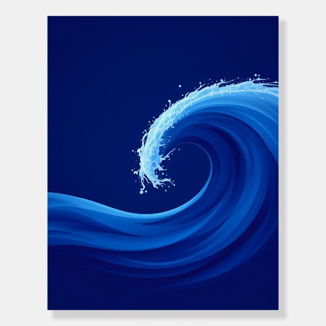  Ocean Wave, Minimalist Blue Abstract Foam Board (Front)