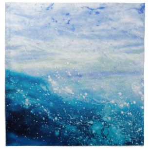 Ocean wave painting, sea foam cloth napkin