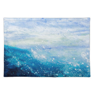 Ocean wave painting, sea foam placemat