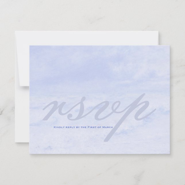 Ocean Wave: Pale Blue Wedding Customizable RSVP Card (Front)