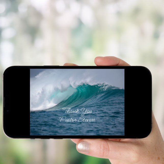 Ocean Wave Pastor Appreciation Thank You Card (Front Digital)