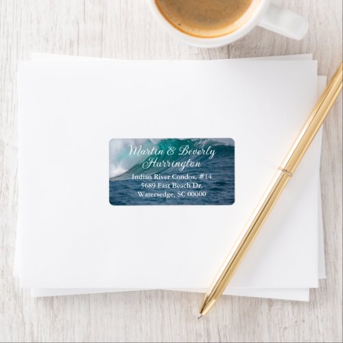 Ocean Wave Script Name Printed Return Address Label