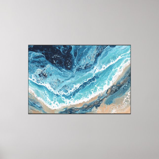 Ocean Wave Shoreline Fluid Abstract Wall Art (Front)