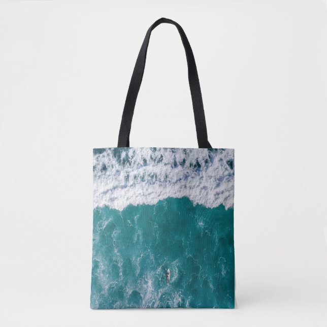 Ocean Wave Shoulder Tote Bag (Front)
