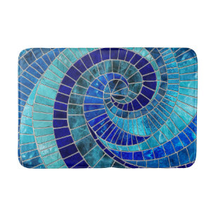 Ocean Wave Spiral mosaic art Bath Mat