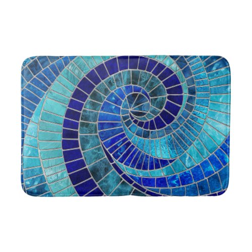 Ocean Wave Spiral mosaic art Bath Mat