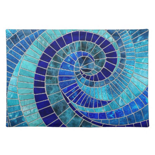 Ocean Wave Spiral mosaic art Cloth Placemat