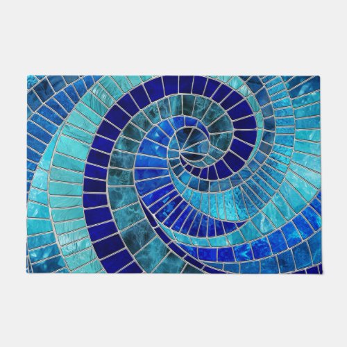 Ocean Wave Spiral mosaic art Doormat