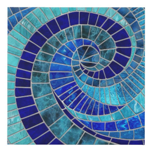 Ocean Wave Spiral mosaic art Faux Canvas Print