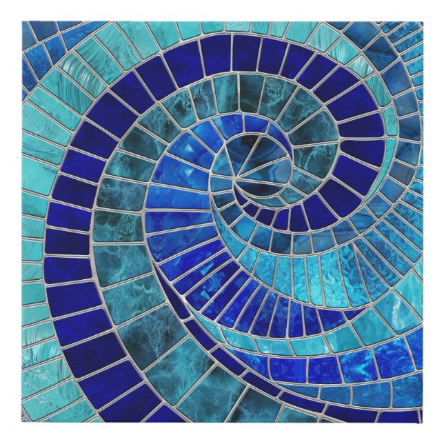 Ocean Wave Spiral mosaic art Faux Canvas Print (Front)