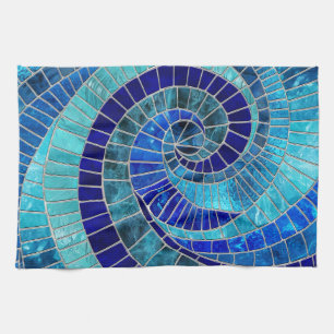 Ocean Wave Spiral mosaic art Kitchen Towel