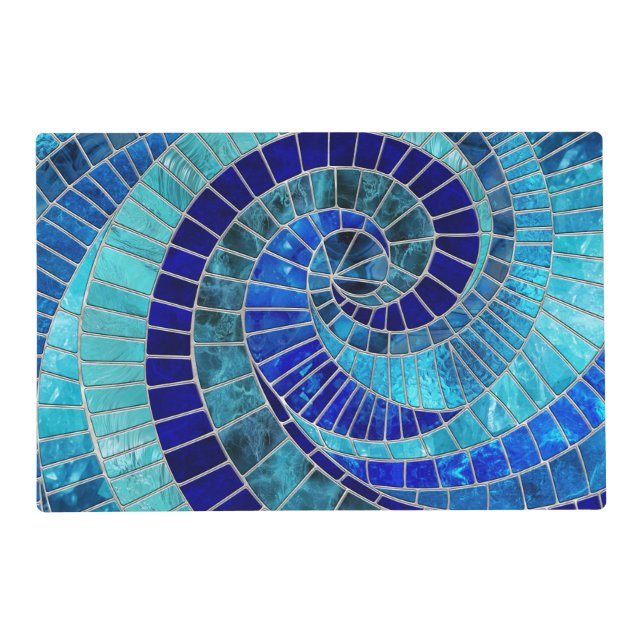 Ocean Wave Spiral mosaic art Placemat (Front)