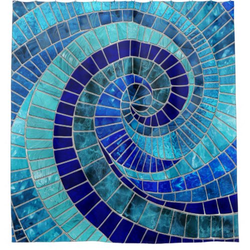 Ocean Wave Spiral mosaic art Shower Curtain
