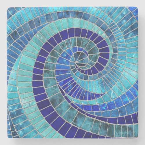 Ocean Wave Spiral mosaic art Stone Coaster