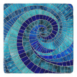 Ocean Wave Spiral Mosaic Art Trivet at Zazzle