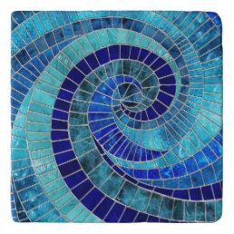 Ocean Wave Spiral mosaic art Trivet