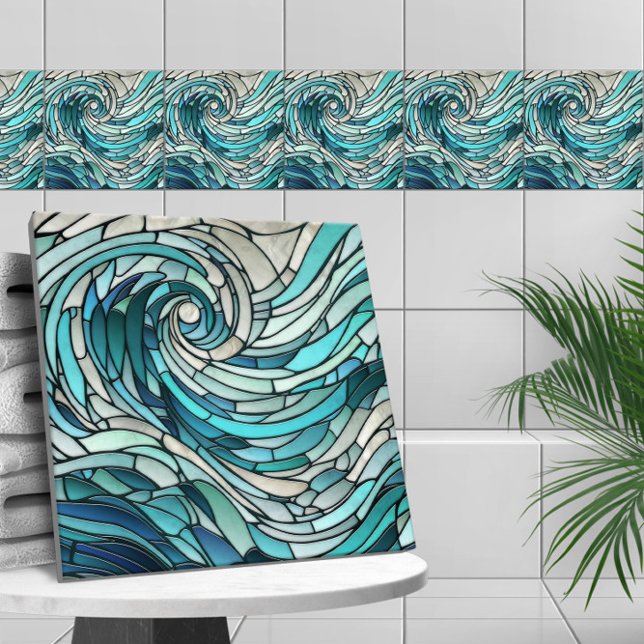 Ocean Wave Spiral Mosaic  Ceramic Tile (Creator Uploaded)