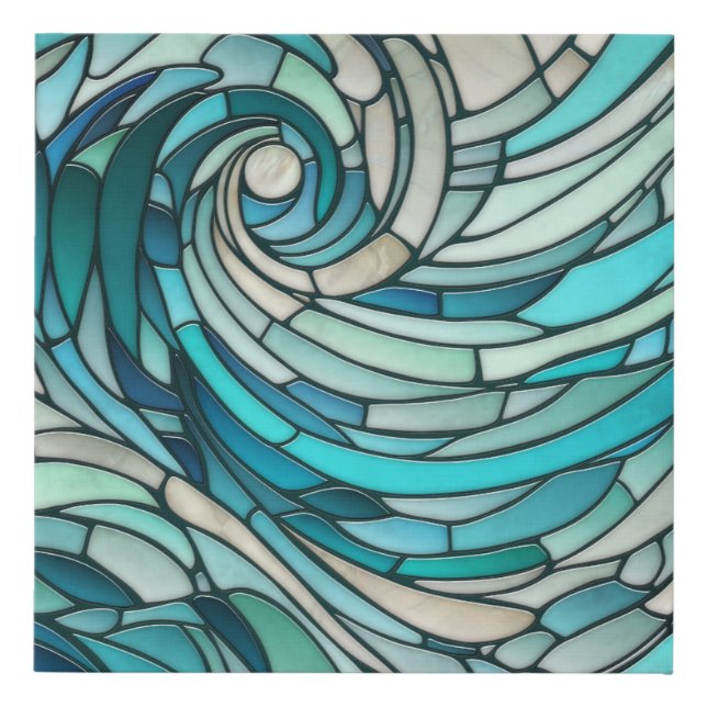 Ocean Wave Spiral Mosaic  Faux Canvas Print (Front)