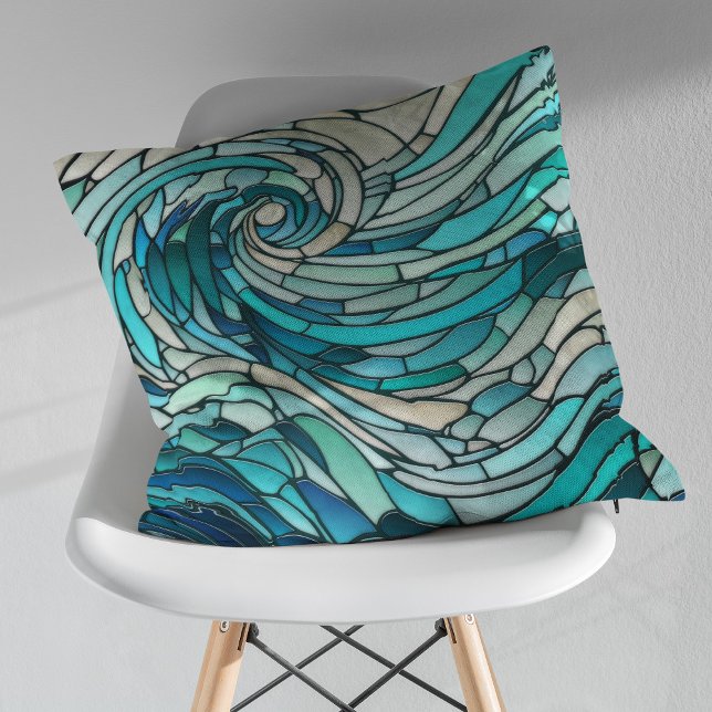 Ocean Wave Spiral Mosaic  Throw Pillow (Creator Uploaded)