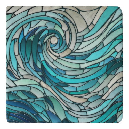 Ocean Wave Spiral Mosaic  Trivet
