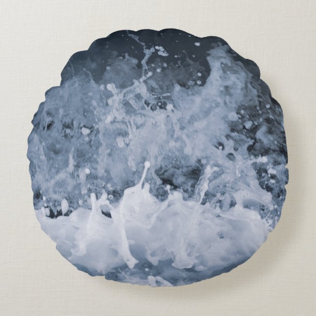 Ocean Wave Splash Closeup 1 Round Pillow (Front)
