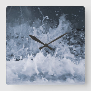 Ocean Wave Splash Closeup 1 Square Wall Clock